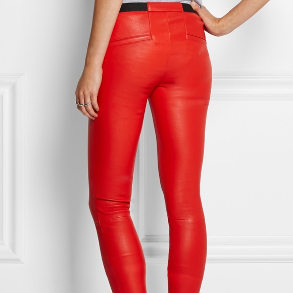 Helmut Red Leather Look Leggings - Picture 2 of 7